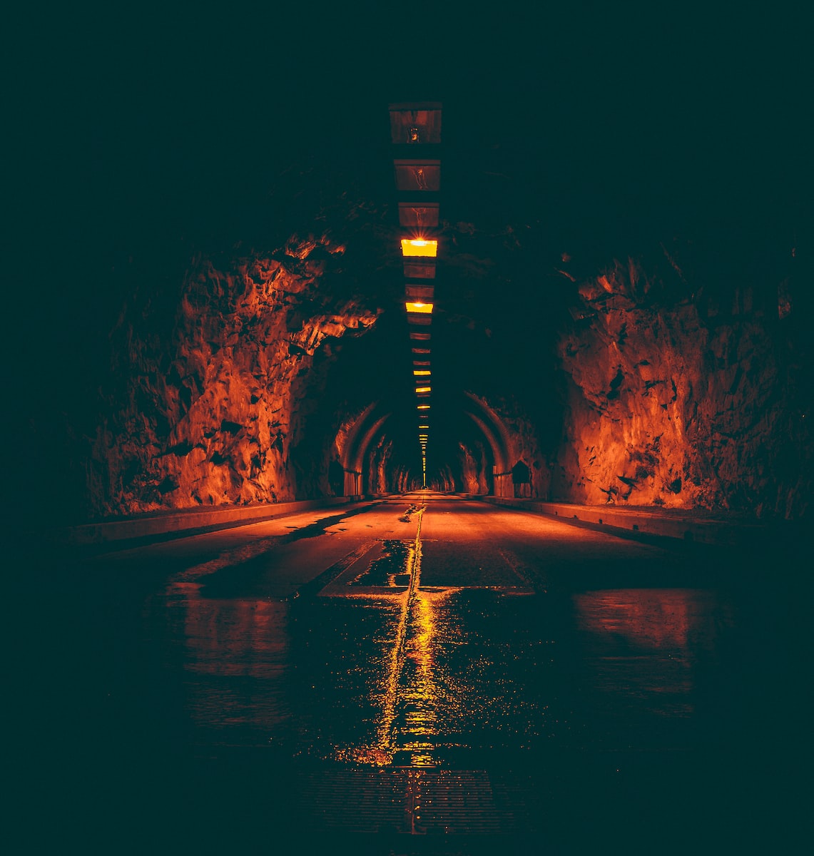 lighted tunnel road