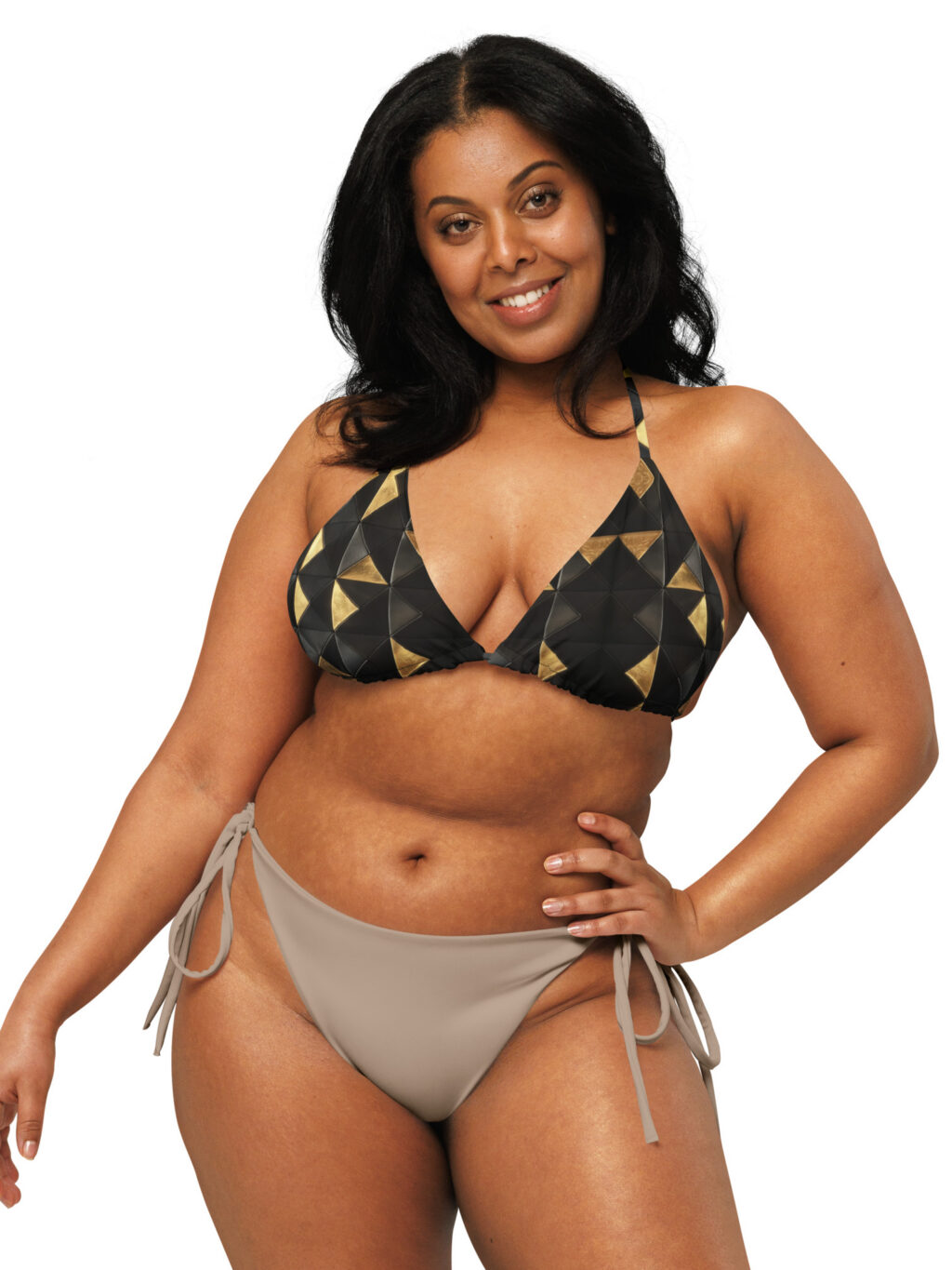 Queen – All-Over Print Recycled Padded String Bikini Top